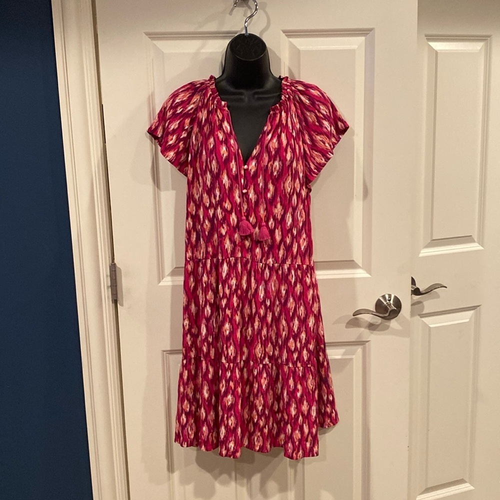 Large Petite Loft unlined dress 100 % Rayon pink dress - NWT